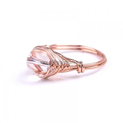 Clear Quartz With Rose Gold Plated Brass Rings, Beads is 10mm, Ring Inner 18mm, Sale By piece
