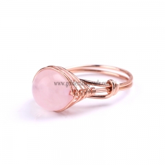 Rose Quartz With Rose Gold Plated Brass Rings, Beads is 10mm, Ring Inner 18mm, Sale By piece