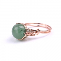 Green Aventurine  With Rose Gold Plated Brass Rings, Beads is 10mm, Ring Inner 18mm, Sale By piece