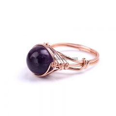 Amethyst With Rose Gold Plated Brass Rings, Beads is 10mm, Ring Inner 18mm, Sale By piece
