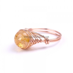 Golden Rutilated With Rose Gold Plated Brass Rings, Beads is 10mm, Ring Inner 18mm, Sale By piece