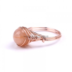 Sunstone With Rose Gold Plated Brass Rings, Beads is 10mm, Ring Inner 18mm, Sale By piece
