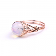 Opal Quartz With Rose Gold Plated Brass Rings, Beads is 10mm, Ring Inner 18mm, Sale By piece