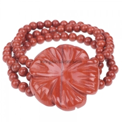 Red Jasper 6mm Bead Bracelet with 40mm Flower | Custom Style