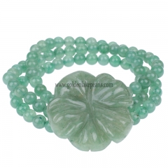 Green Aventurine 6mm Bead Bracelet with 40mm Flower | Custom Style